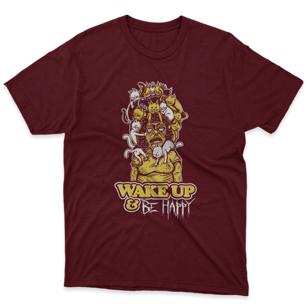 Camiseta Bordô Wake Up & Be Happy
